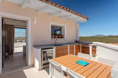 Balcone o terrazza di Terrazza Pascoli in Golfo Aranci- Sea View Apt!