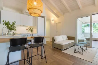 Area soggiorno di Villa con accesso privato alla spiaggia di Cala Brandinchi - 8 posti letto