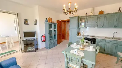 Cucina o angolo cottura di Casa Corte del Mar con vista mare