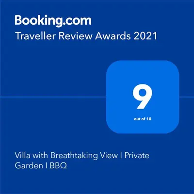 Certificato, attestato, insegna o altro documento esposto da Villa with Breathtaking View I Private Garden I BBQ