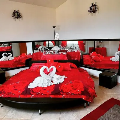 Letto o letti in una camera di Indipendente con PISCINA USO ESCLUSIVO Internet illimitato