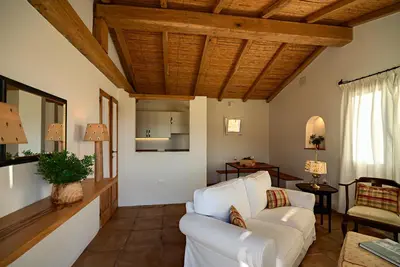 Area soggiorno di Auberge Santu Martine - Cottage with Pool - Ischierda